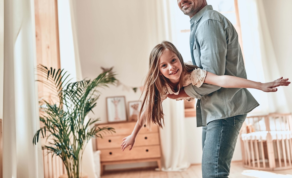 Father and daughter at home