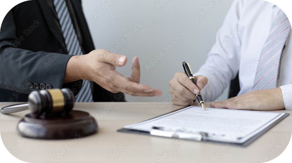 lawyer and client discussing a case
